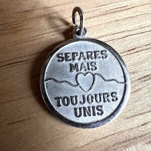 Vintage Beau Sterling "Separated But Always Together" Bilingual Charm French